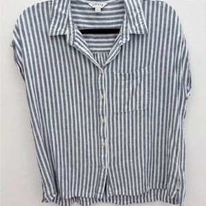 Orvis Gray and White Striped Casual Shirt